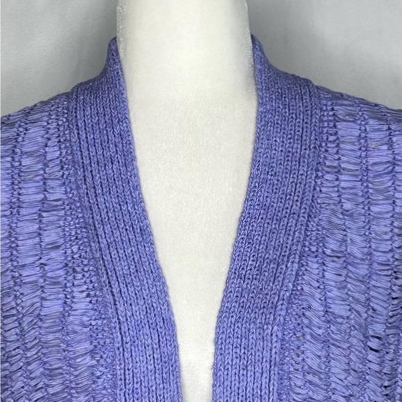 Chico's Lavender Open-Front Cardigan Loose Knit Boho Chic Sz 2 (L) - Picture 3 of 7